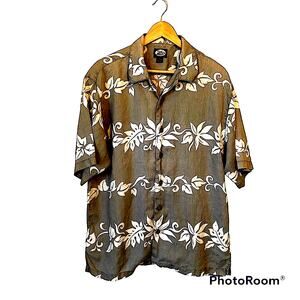 Vintage Tommy Bahama 100% Linen Hawaiian Shirt Men's Medium Dad Grandpa Vacation